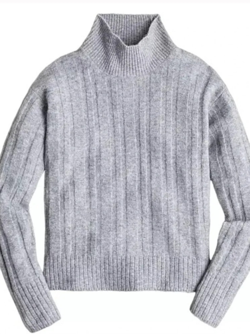 J.Crew Ribbed Mockneck Sweater Merino Wool Alpaca Blend Heather Gray XL